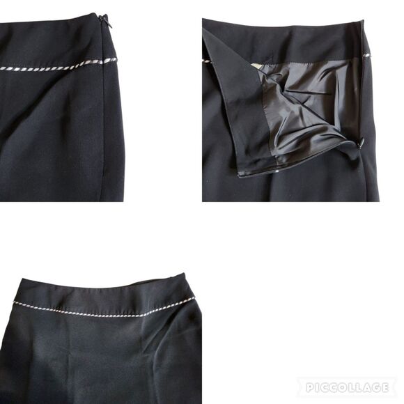 Michele Black with Purple and White Trim A-Line Skirt Sz 8 - Picture 7 of 11